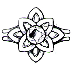 Flower ring with gemstone center sketch