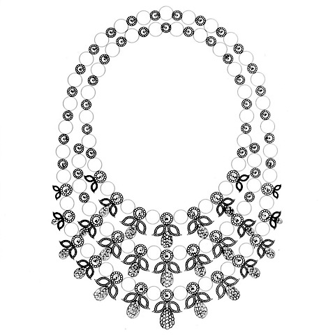 Pearls and diamonds necklace sketch