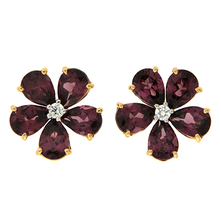 Garnet flower earrings