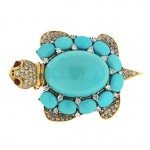 Turquoise Turtle Brooch