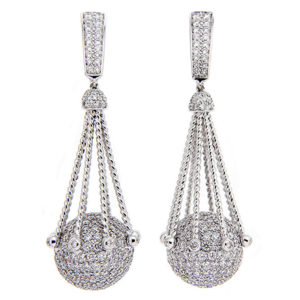 Pave diamond ball earrings