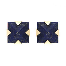 Square Lapis and Gold Earrings