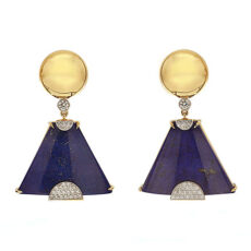 Lapis lazuli gold earrings with diamonds