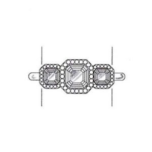 Asscher cut diamond engagement ring with asscher cut side stones
