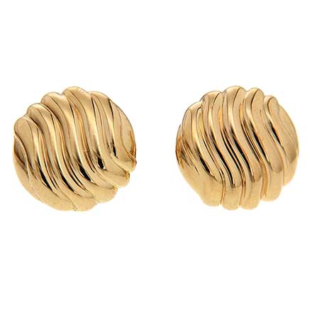 Gold Earrings with Wavy Pattern