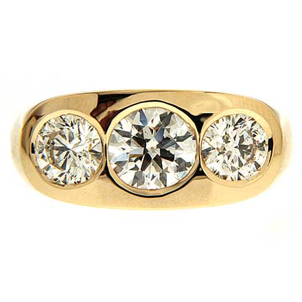 Three Diamond Signet Ring
