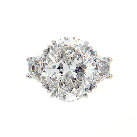 Oval Diamond Trapezoid Engagement Ring