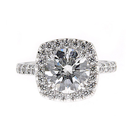 Pave Set Diamonds Halo Engagement Ring