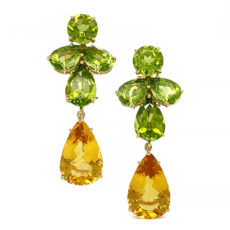 Peridot Cluster and Citrine Earrings