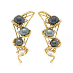 Woven Pearl and Diamond Earrings