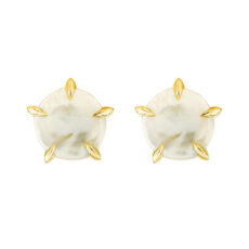 Coin Pearl 18k Yellow Gold Earrings